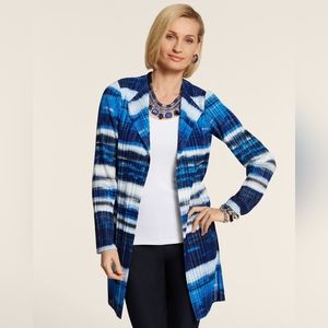 CHICO’S Ocean Stripes Ribbed Cardigan Sz S